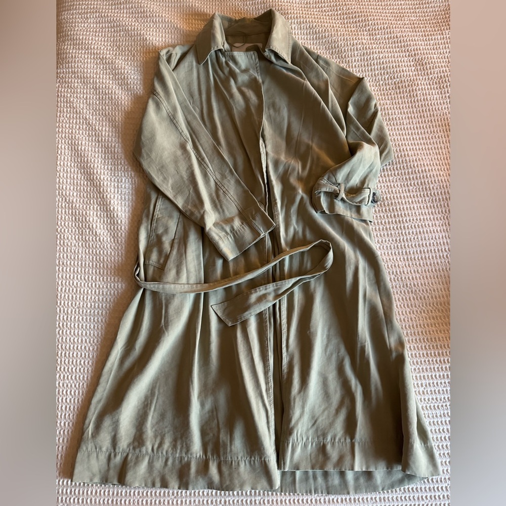 Mango Khaki / Olive Soft Belted Trench Coat - medium